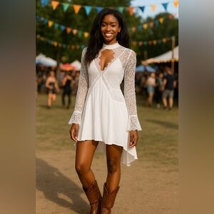 NWT Free People ‘For Keeps’ Lace Babydoll Mini Dress Size Medium